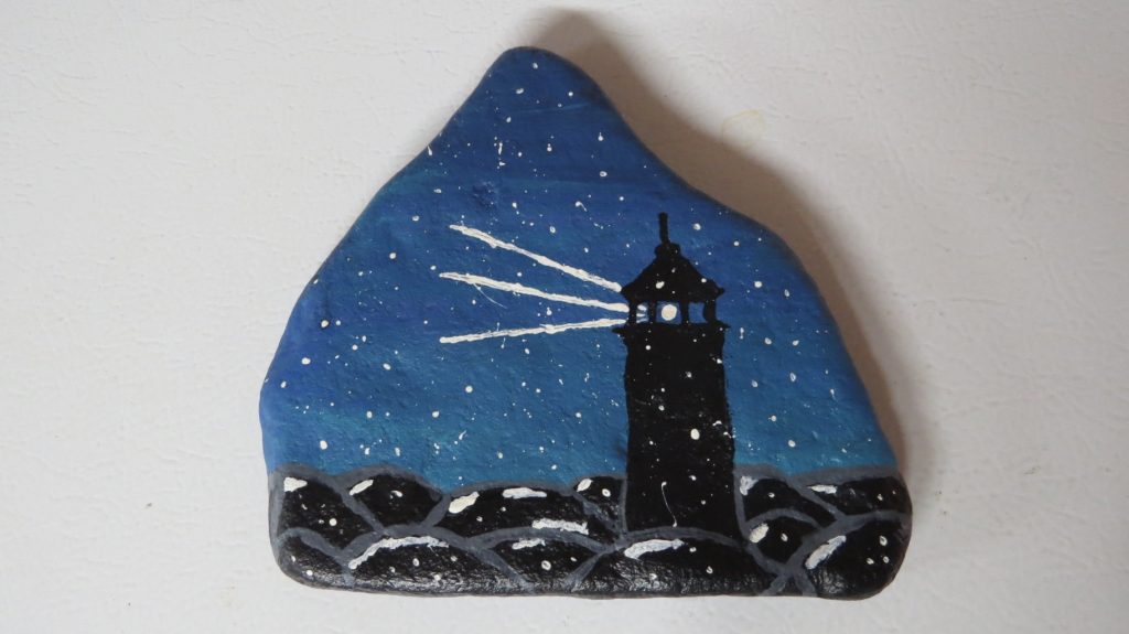 I love the shape of this rock and I love lighthouses.  I felt they complimented one another.  